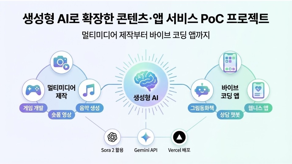생성형 AI로 확장한 콘텐츠·앱 서비스 PoC 프로젝트: 멀티미디어 제작부터 바이브 코딩 앱까지_썸네일
